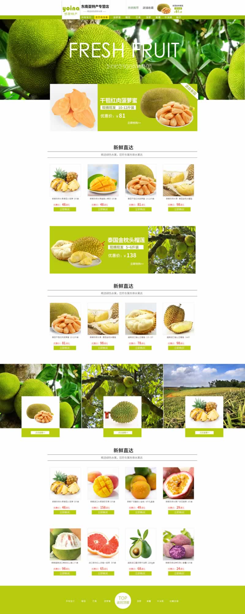 東南亞特產(chǎn)水果專營(yíng)店裝修模板