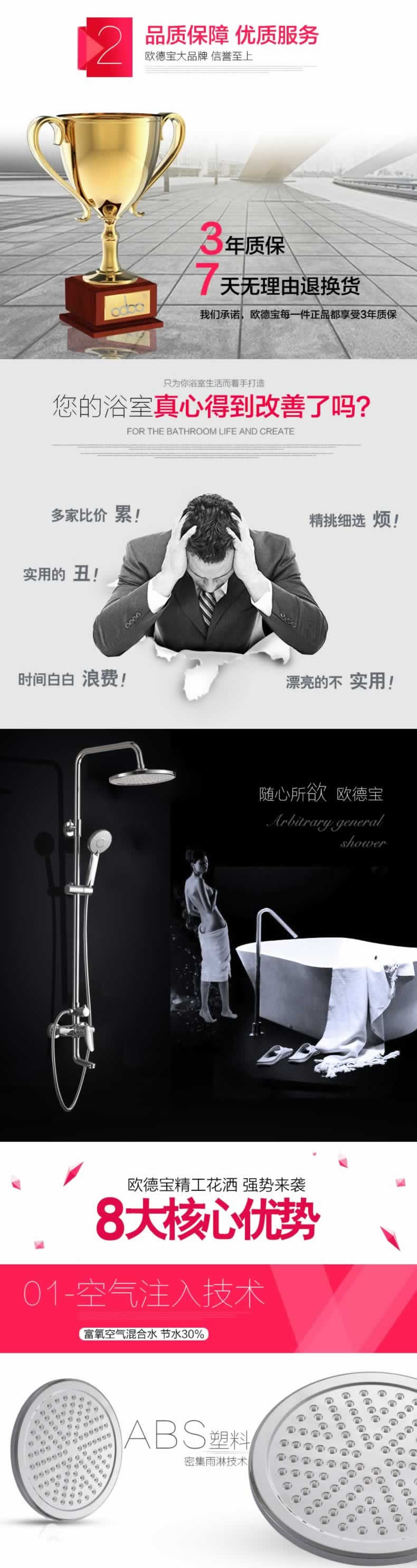 歐德寶精工花酒衛浴淋浴頭描述