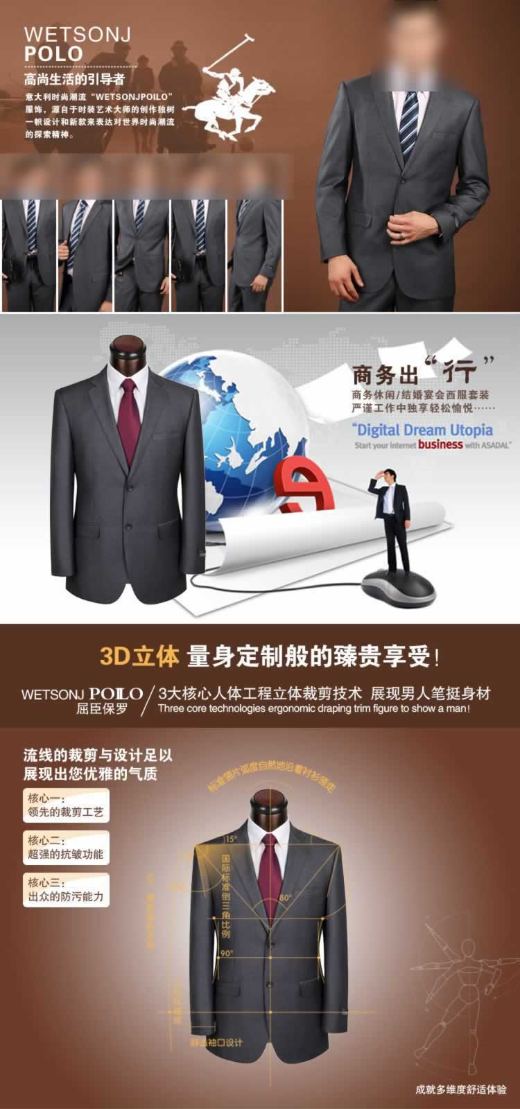 商務禮服套裝西服男裝描述
